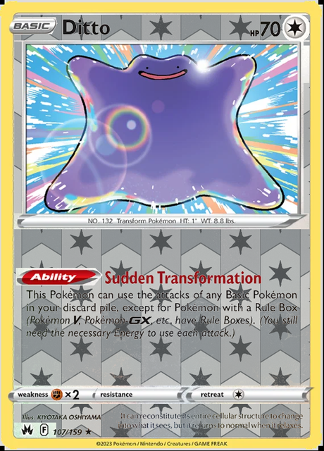 Ditto 107/159, Crown Zenith, Reverse Holo finish, representative matte composite
