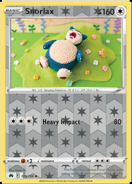 Snorlax 109/159, Crown Zenith, Reverse Holo finish, representative matte composite
