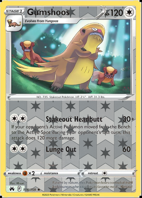 Gumshoos 118/159, Crown Zenith, Reverse Holo finish, representative matte composite