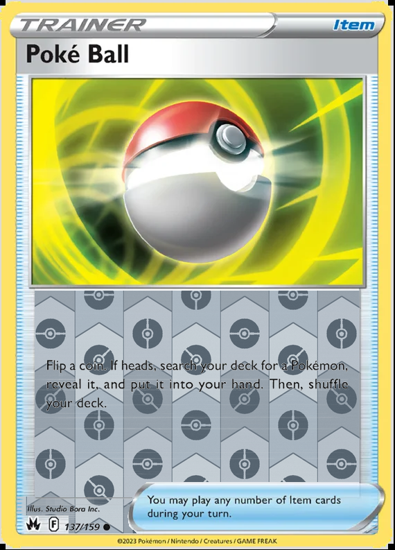 Poke Ball 137/159, Crown Zenith, Reverse Holo finish, representative matte composite