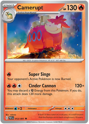 Camerupt Paldean Fates Pokemon Card Single 012/091