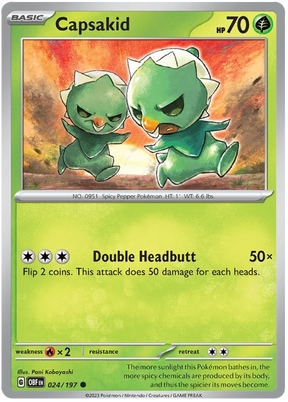 Capsakid 024 Obsidian Flames Single Pokemon Card