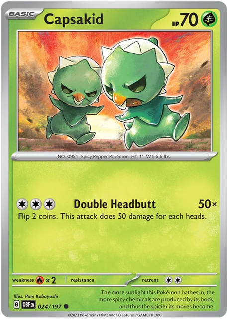Capsakid 024 Obsidian Flames Single Pokemon Card