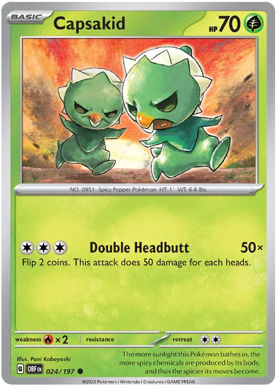 Capsakid 024 Obsidian Flames Single Pokemon Card