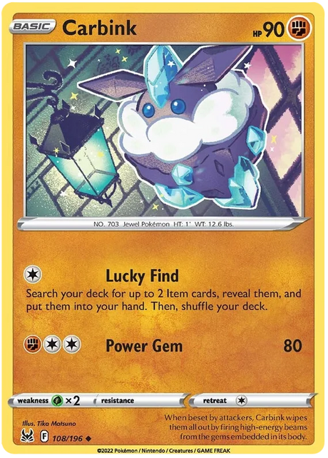 Carbink Lost Origin Pokemon Single Card 108/196