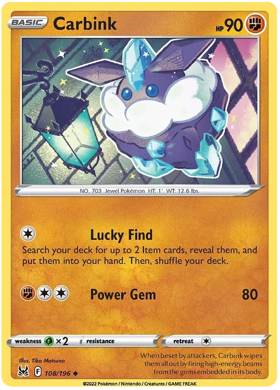 Carbink Lost Origin Pokemon Single Card 108/196