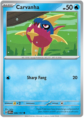 Carvanha Obsidian Flames Single Pokemon Card
