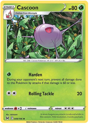 Cascoon Lost Origin Pokemon Single Card 009/196