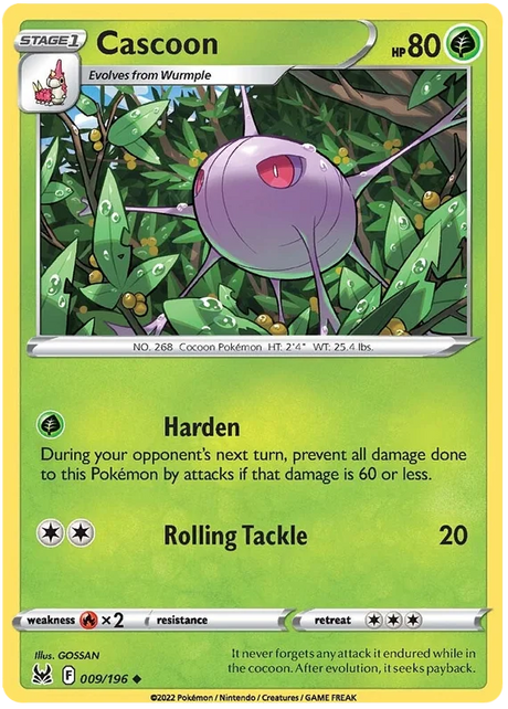 Cascoon Lost Origin Pokemon Single Card 009/196