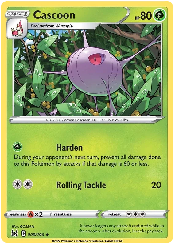 Cascoon Lost Origin Pokemon Single Card 009/196
