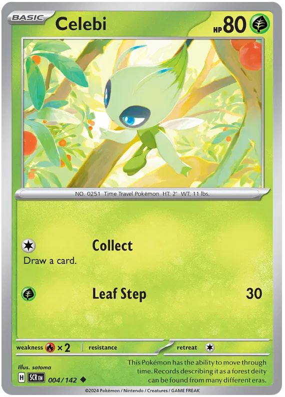 Celebi Stellar Crown Pokemon Single Card 004/142