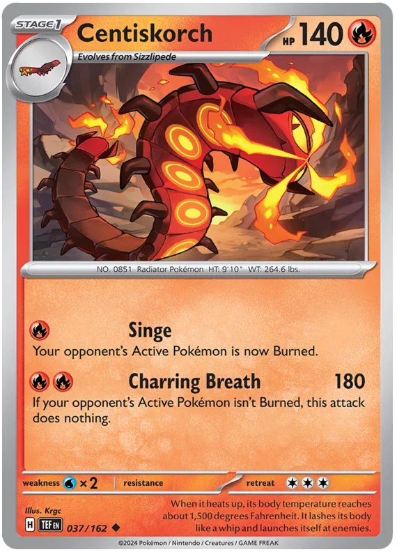 Centiskorch Temporal Forces Pokemon Single 037/162