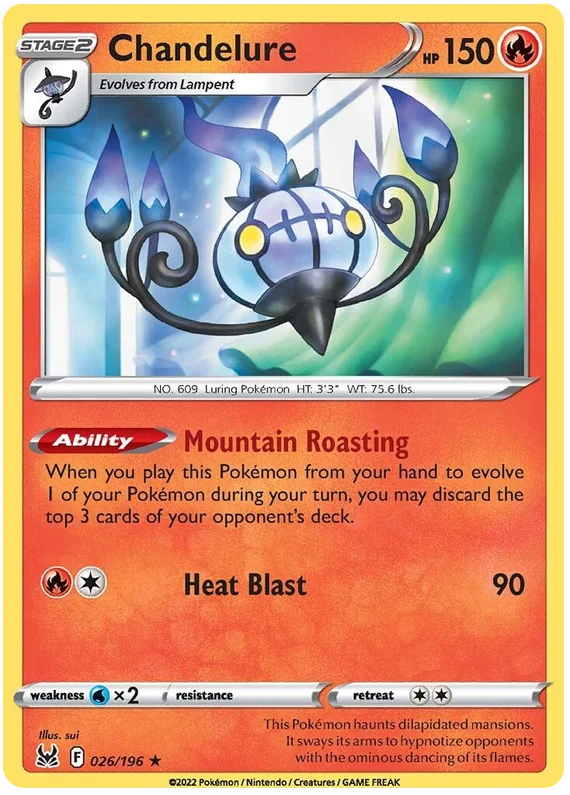 Chandelure Lost Origin Pokemon Single Card 026/196