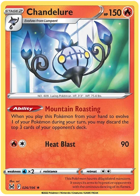 Chandelure Lost Origin Pokemon Single Card 026/196