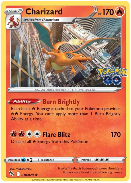 Charizard Pokemon GO Card Singles 010/078
