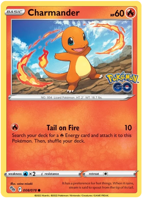 Charmander Pokemon GO Card Singles 008/078