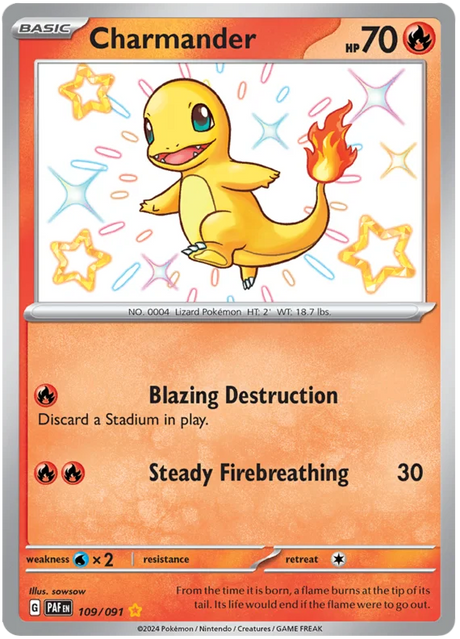 Charmander Paldean Fates Pokemon Card Single 109/091