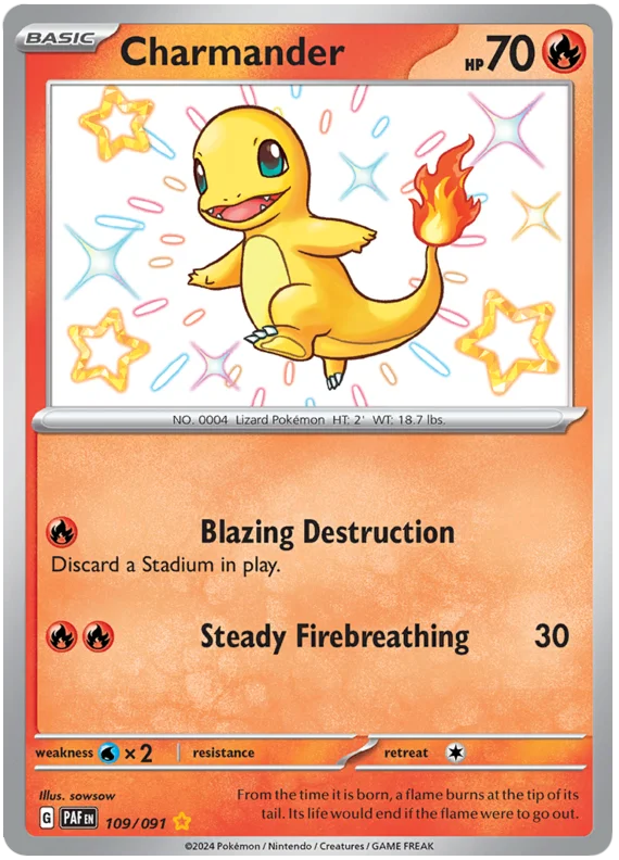 Charmander Paldean Fates Pokemon Card Single 109/091