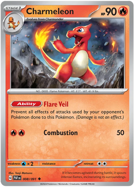 Charmeleon Paldean Fates Pokemon Card Single 008/091