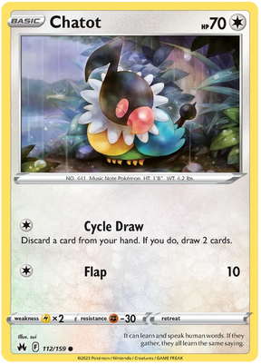 Chatot Crown Zenith Pokemon Card Single