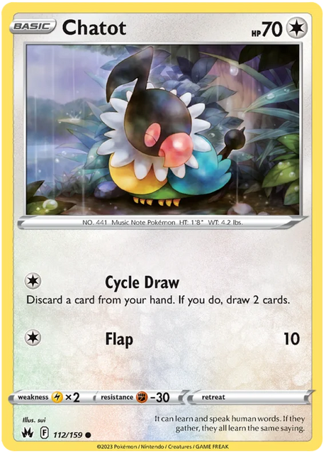 Chatot Crown Zenith Pokemon Card Single