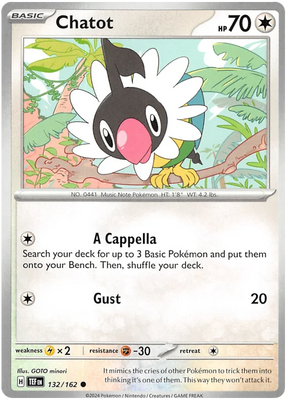 Chatot Temporal Forces Pokemon Single 132/162