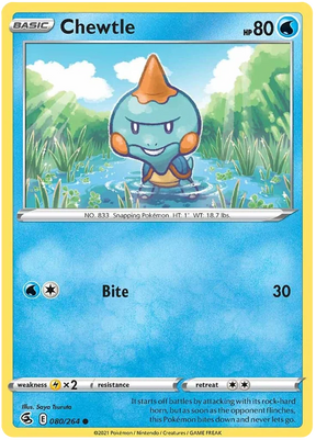 Chewtle Fusion Strike Pokemon Card Singles 080/264