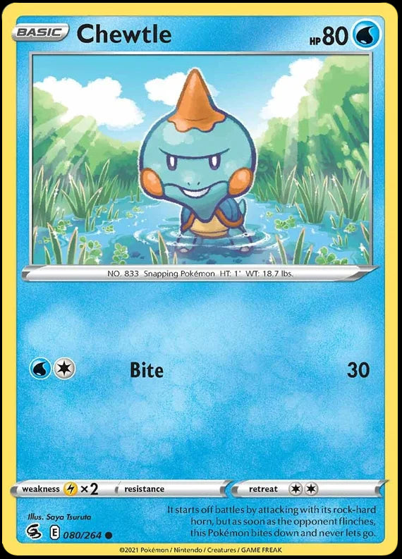 Chewtle Fusion Strike Pokemon Card Singles 080/264
