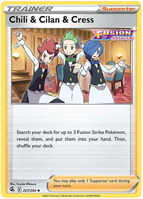 Chili & Cilan & Cress Fusion Strike Pokemon Card Singles 227/264