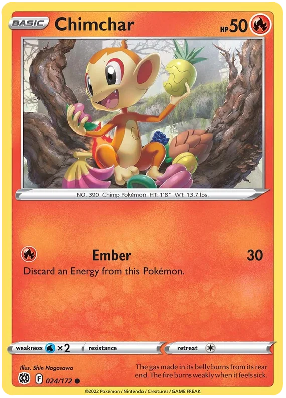 Chimchar Brilliant Stars Pokemon Card Singles 024/172