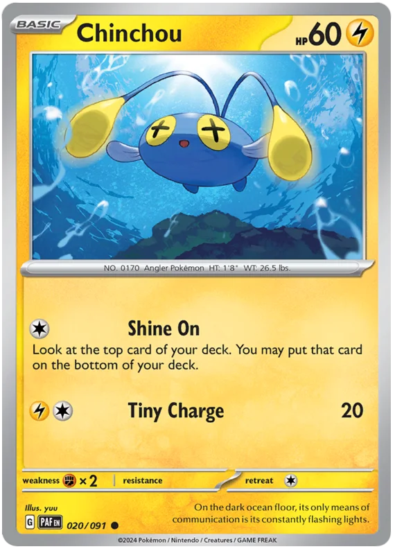 Chinchou Paldean Fates Pokemon Card Single 020/091