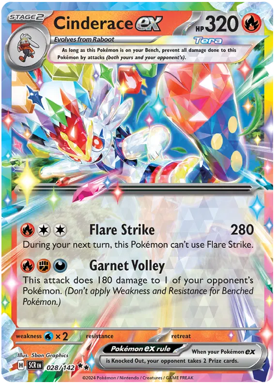 Cinderace ex Stellar Crown Pokemon Single Card 028/142