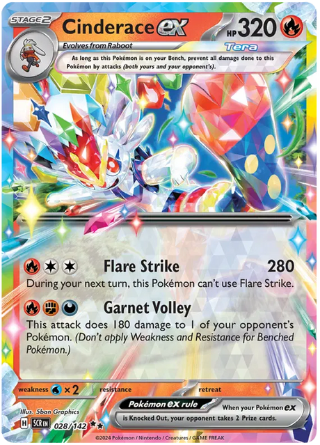 Cinderace ex Stellar Crown Pokemon Single Card 028/142