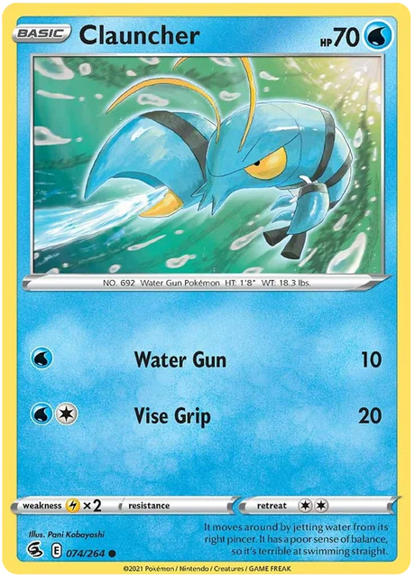 Clauncher Fusion Strike Pokemon Card Singles 074/264