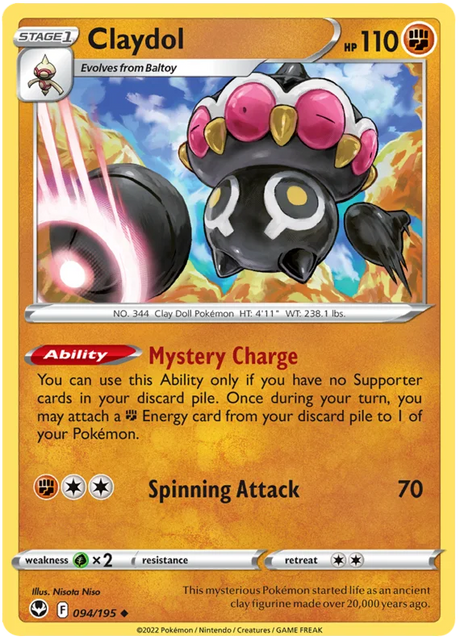 Claydol Silver Tempest Pokemon Single 094/195