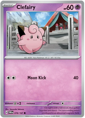Clefairy Twilight Masquerade Pokemon Single 078/167