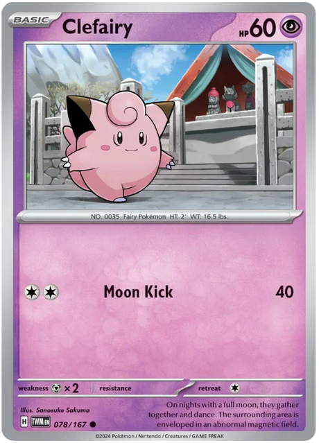 Clefairy Twilight Masquerade Pokemon Single 078/167