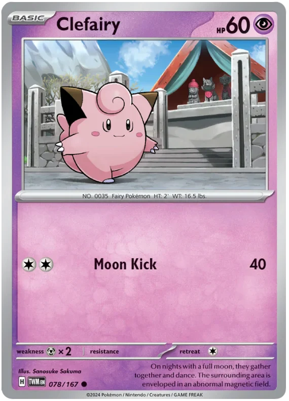 Clefairy Twilight Masquerade Pokemon Single 078/167