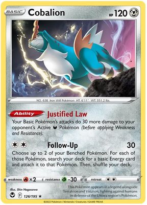 Cobalion Silver Tempest Pokemon Single 126/195