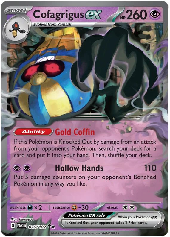 Cofagrigus ex Paradox Rift Single Pokemon Card 076/182