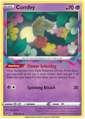Comfey Lost Origin Pokemon Single Card 079/196