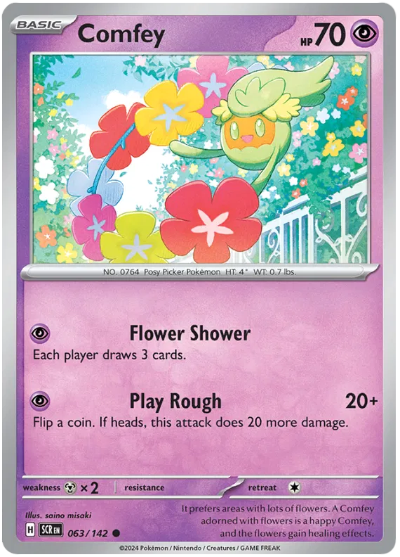 Comfey Stellar Crown Pokemon Single Card 063/142