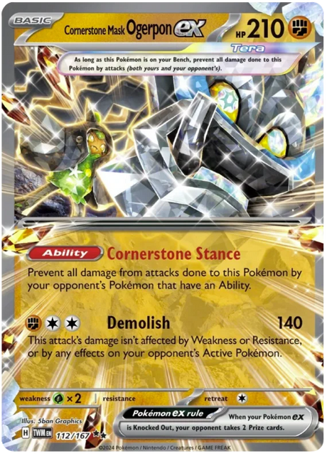 Cornerstone Mask Ogerpon ex Twilight Masquerade Pokemon Single 112/167