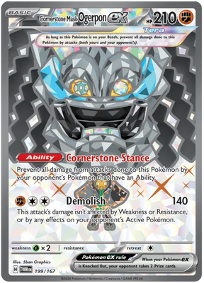 Cornerstone Mask Ogerpon ex (Full Art Rare) Twilight Masquerade Pokemon Single 199/167