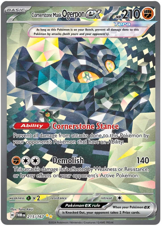 Cornerstone Mask Ogerpon ex (Special Illustration Rare) Twilight Masquerade Pokemon Single 215/167