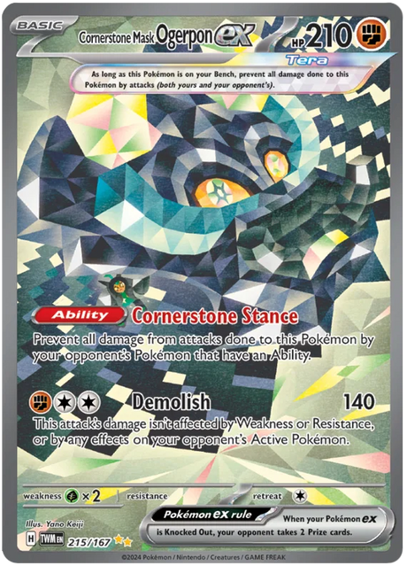 Cornerstone Mask Ogerpon ex (Special Illustration Rare) Twilight Masquerade Pokemon Single 215/167
