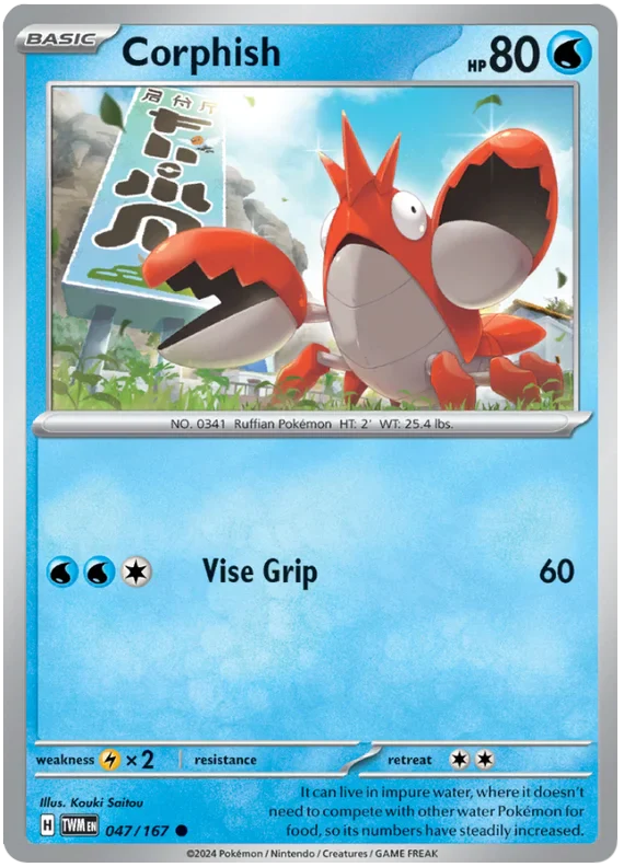 Corphish Twilight Masquerade Pokemon Single 047/167