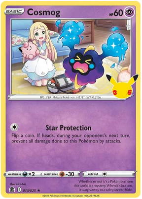 Cosmog Celebrations Pokemon Card Single 013/025