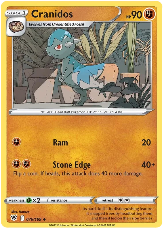 Cranidos Astral Radiance Pokemon Card Singles 076/189
