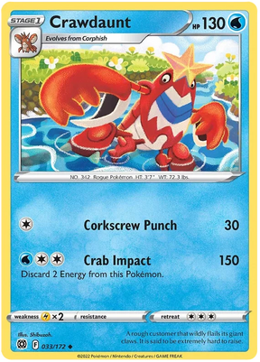 Crawdaunt Brilliant Stars Pokemon Card Singles 033/172